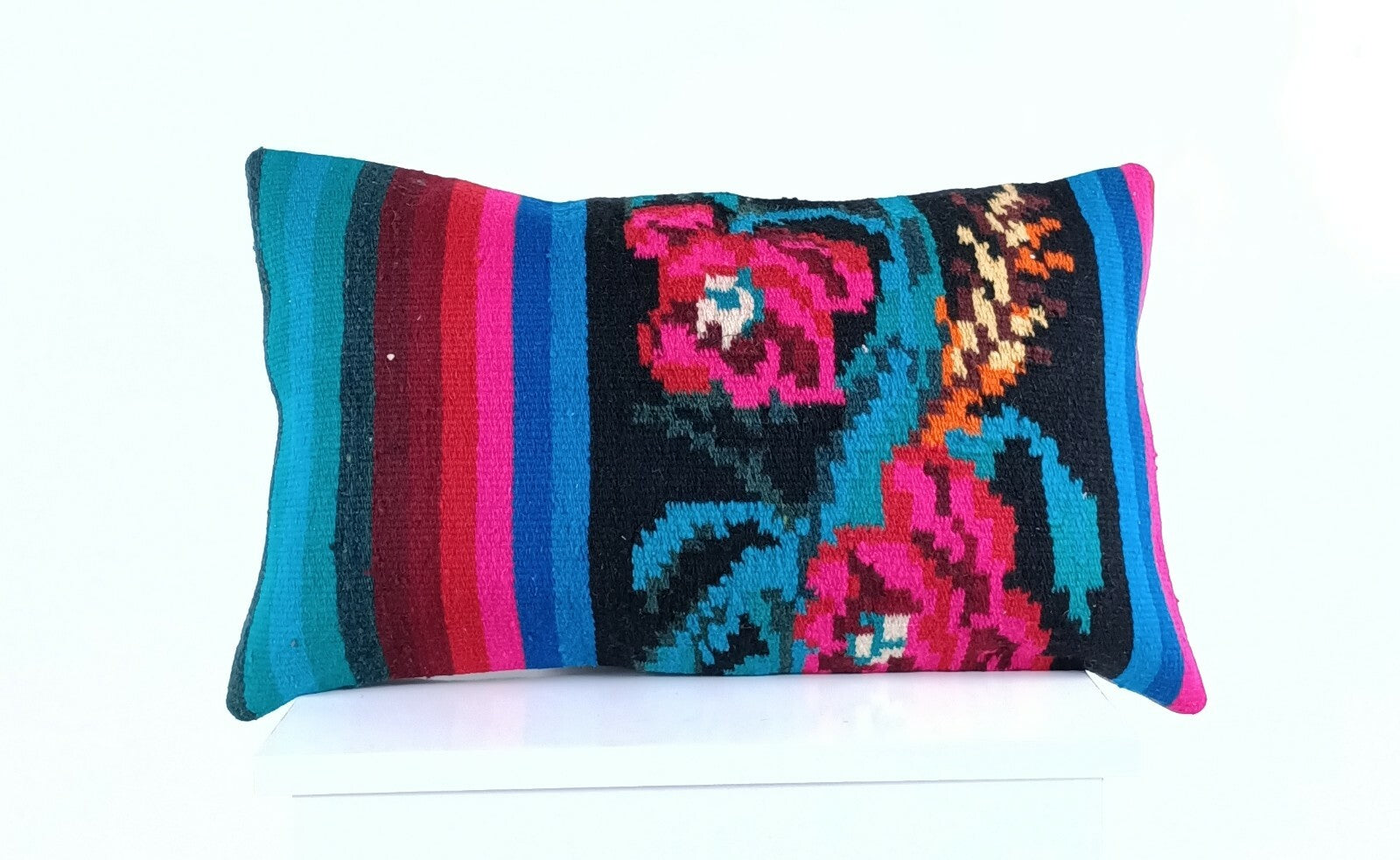  Kilim Pillow Cover 12x20 Turkish Handmade Sofa Couch Floor Lumbar Cushion A672