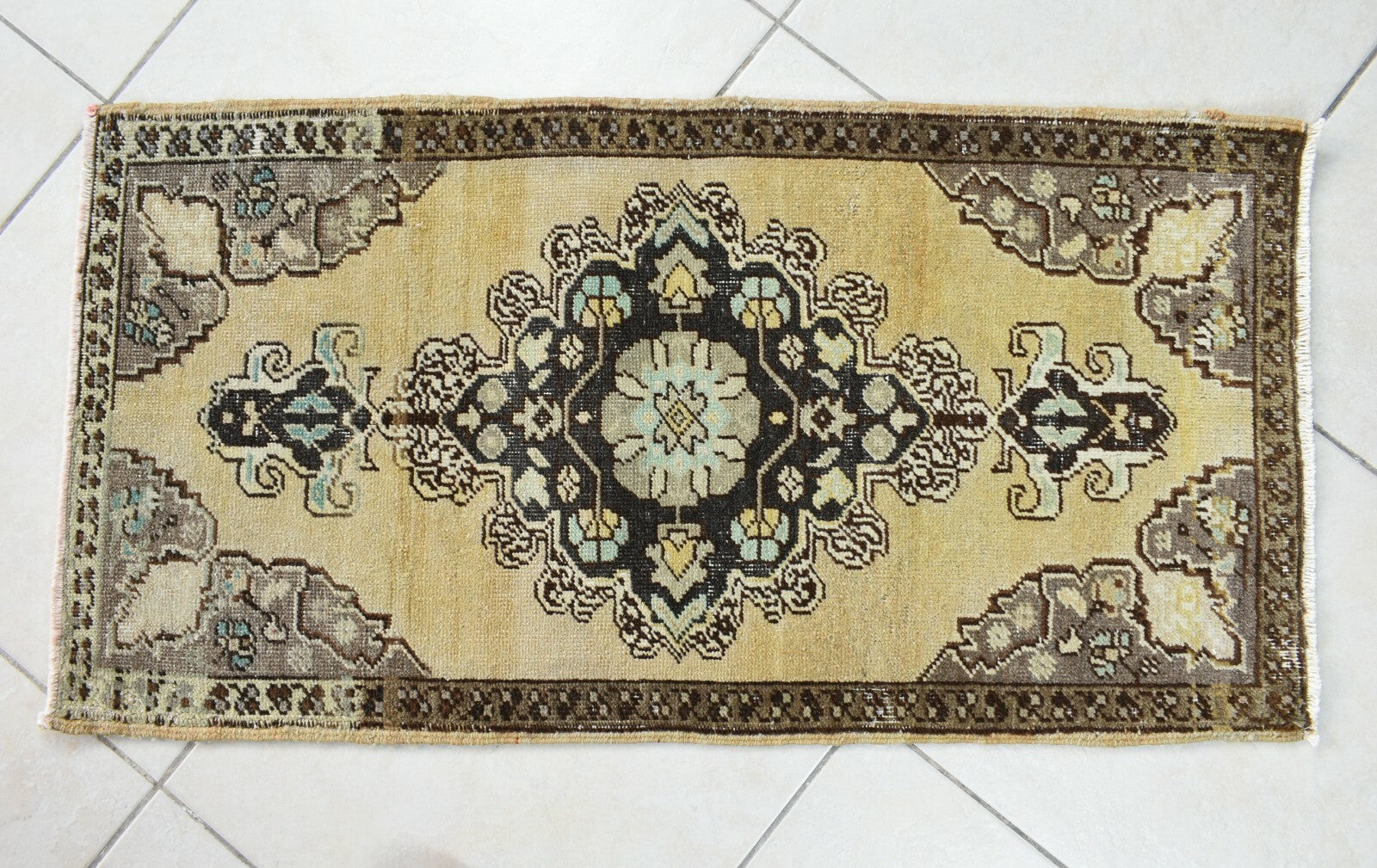 Turkish Runner 3.4x1.7 ft Mini Anatolian Rug Vintage Runner Turkish Runner Y110