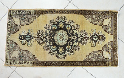 Turkish Runner 3.4x1.7 ft Mini Anatolian Rug Vintage Runner Turkish Runner Y110