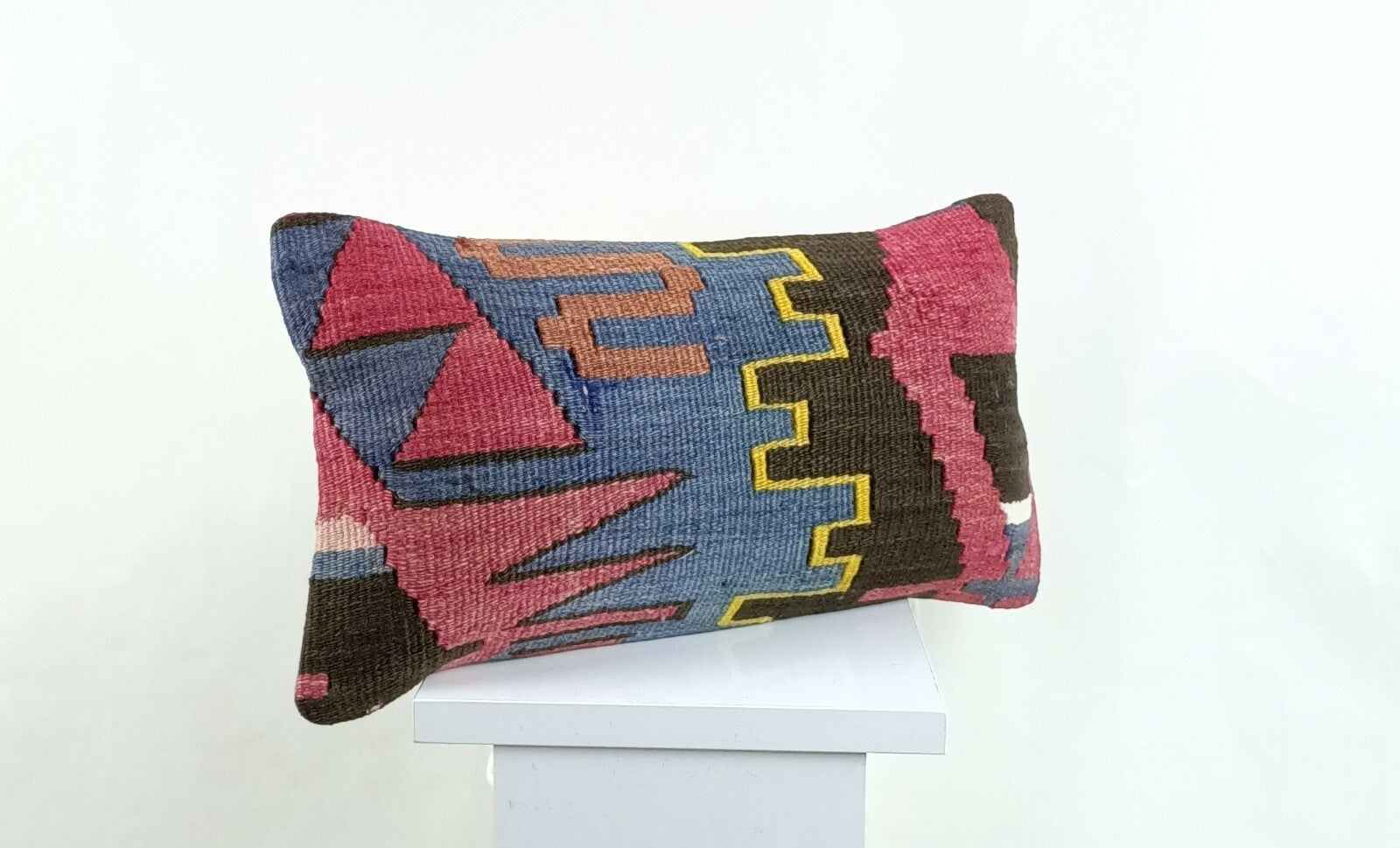 Kilim Pillow Cover 8x16 in Handmade Oriental Rug Tribal Ethnic Lumbar Case A1379