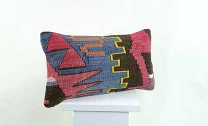 Kilim Pillow Cover 8x16 in Handmade Oriental Rug Tribal Ethnic Lumbar Case A1379