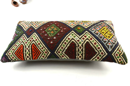Kilim Lumbar Pillow Cover 10x20 Decorative Handmade Sofa Couch Cushion A2734