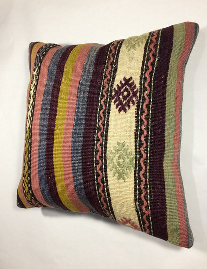 18"x18" Kilim Pillow Cover  Handmade Turkish Vintage Cushion Tribal Lumbar 658