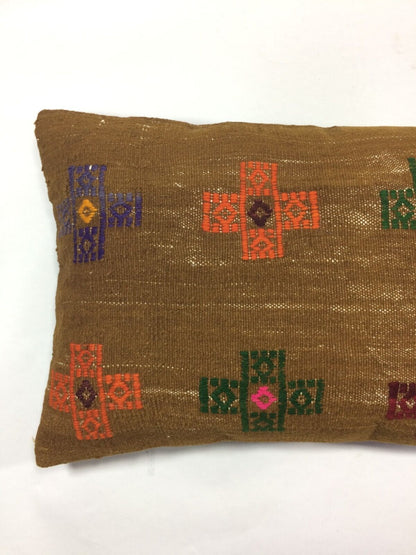 Kilim Pillow Cover 16x24 Tribal Vintage Turkish Carpet Lumbar Pillow Cover 1387