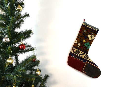 Kilim Christmas Stocking Vintage Rug Stocking Ethnic Decorative Xmas Socks S784