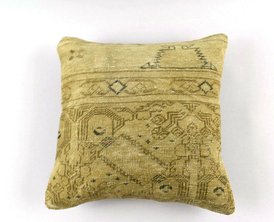 Ethnic Rug Pillow Cover 16x16 Decorative Vintage Tribal Oushak Pillow Case A3171