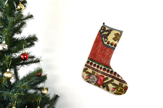 Kilim Christmas Stocking Vintage Rug Stocking Ethnic Decorative Xmas Socks S748