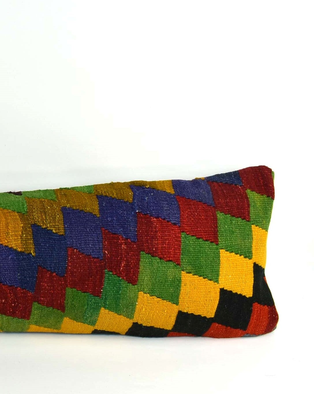 Long Kilim Pillow Cover 12x42 Handmade Oushak Rug Ethnic Ottoman Lumbar  A2090