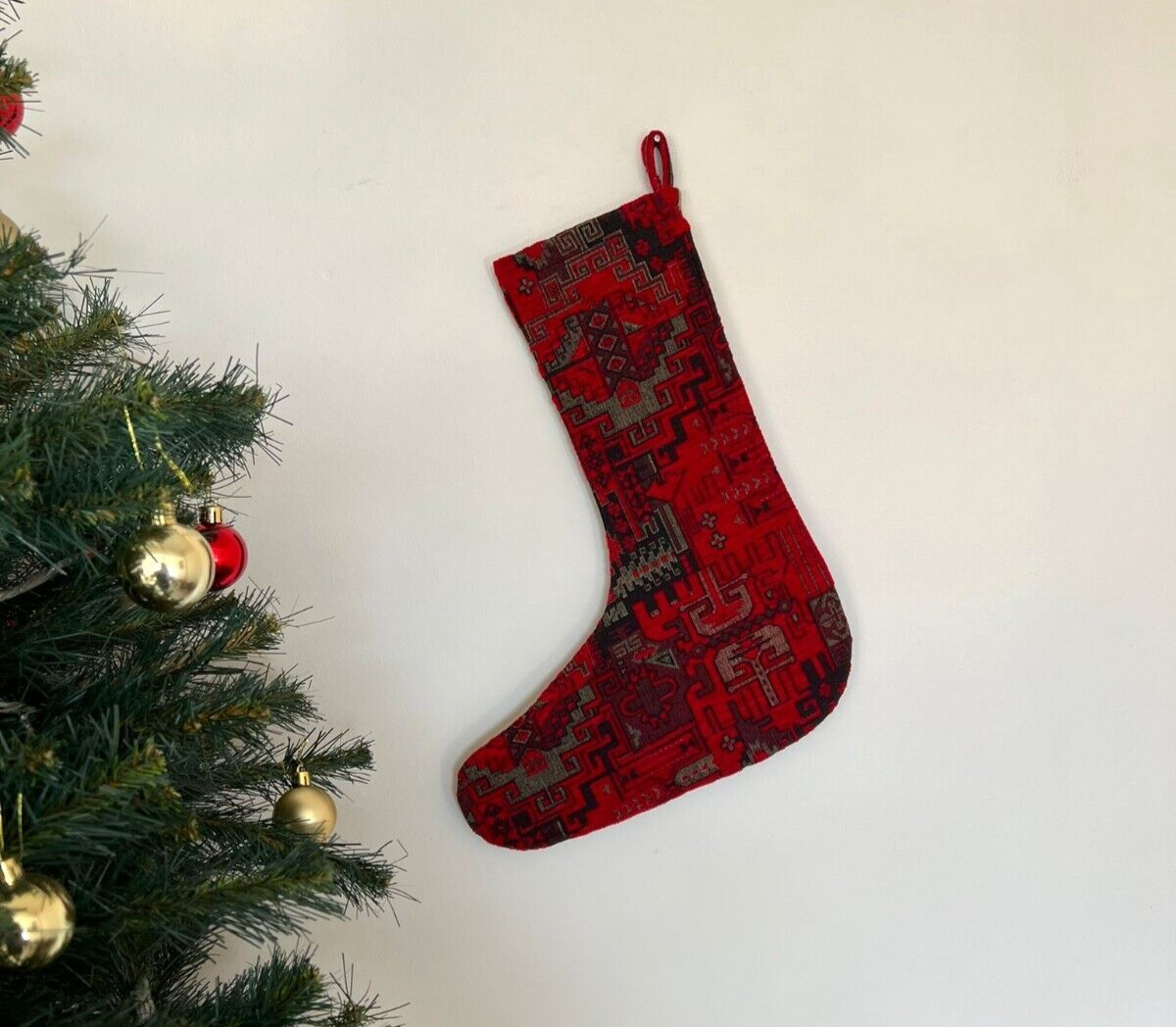 Kilim Christmas Stocking Rug Design Ethnic Gift Home Decorative Xmas Sock
