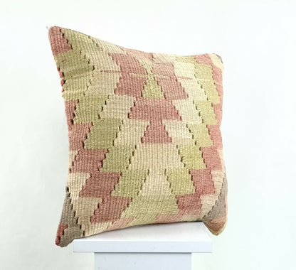 14x14 Kilim Cushion Cover Turkish Ottoman Boho Rustic Throw Pillow Case A1298