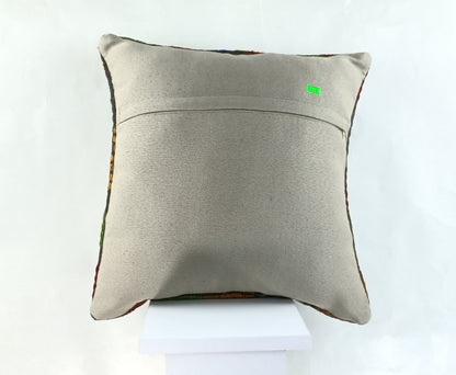 18"x18" Kilim Pillow Cover  Handmade Turkish Vintage Cushion Tribal Lumbar 2355