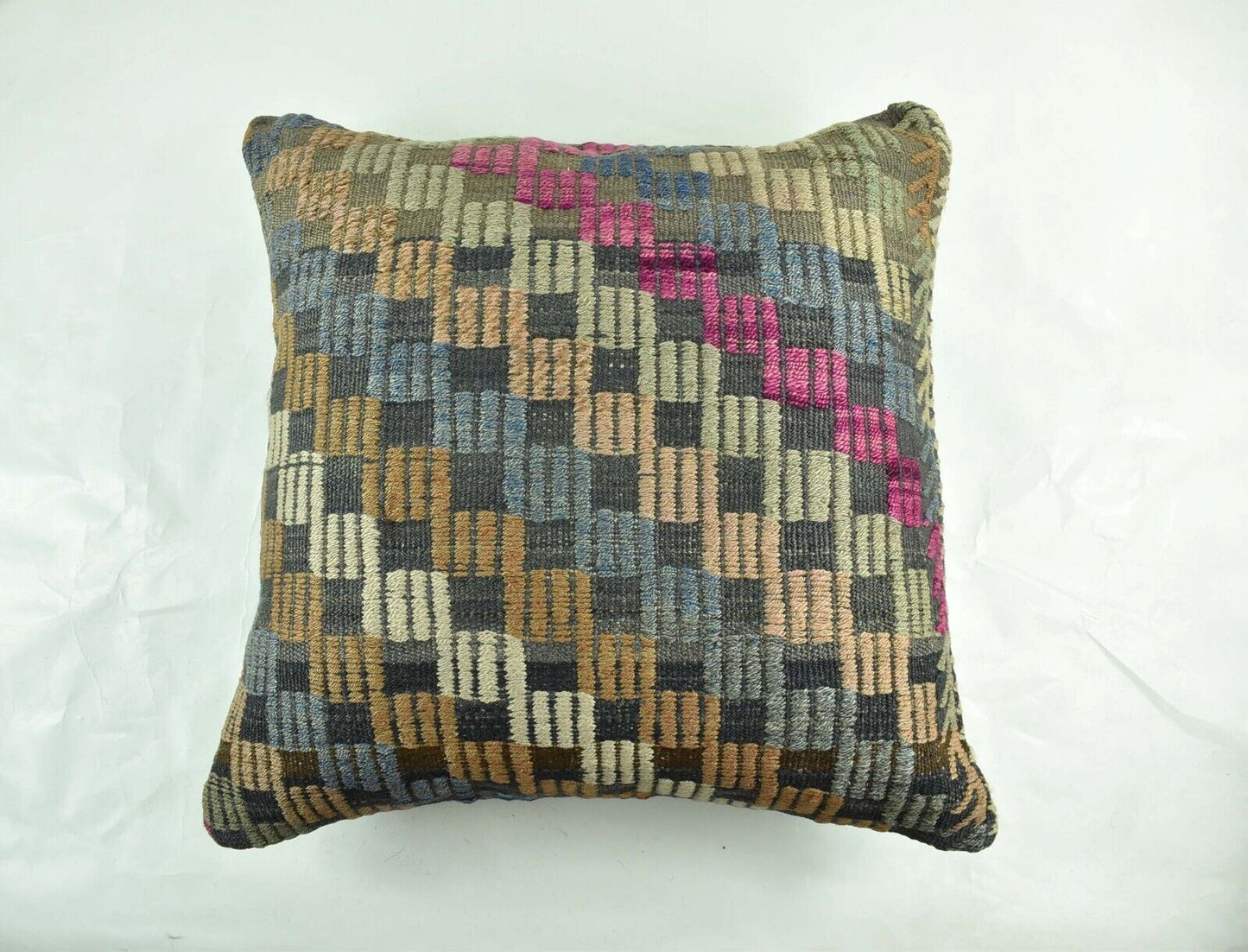 24x24 Kilim Pillow Cover Large Vintage Oushak Rug Ethnic Sofa Cushion 3056