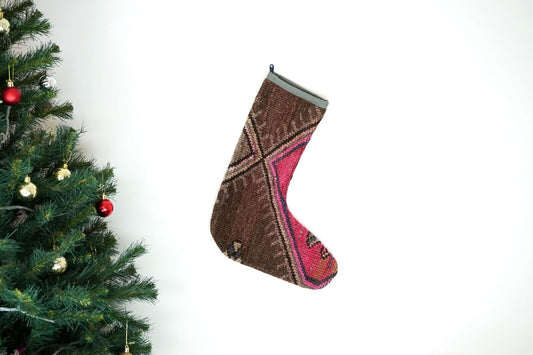 Kilim Christmas Stocking Vintage Rug Stocking Ethnic Decorative Xmas Socks S506