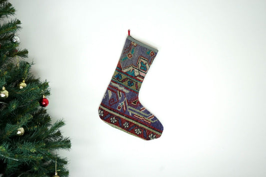 Kilim Christmas Stocking Vintage Rug Stocking Ethnic Decorative Xmas Socks S503