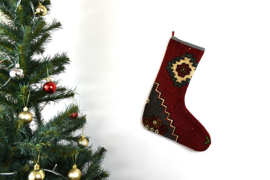 Kilim Christmas Stocking Vintage Rug Stocking Ethnic Decorative Xmas Socks S694