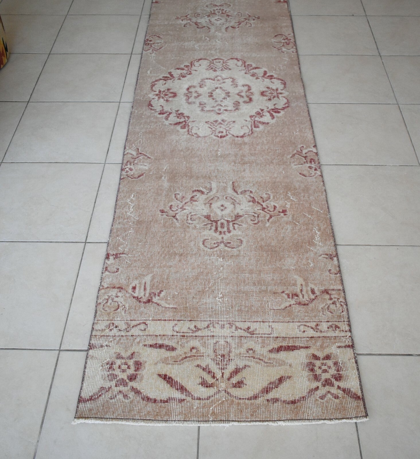 Oushak Runner 10x2.6 ft Handwoven Turkish Runner Vintage Runner Floor Rug R05