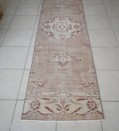 Oushak Runner 10x2.6 ft Handwoven Turkish Runner Vintage Runner Floor Rug R05
