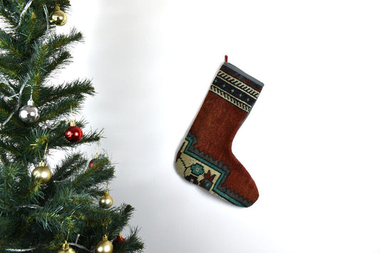 Kilim Christmas Stocking Vintage Rug Stocking Ethnic Decorative Xmas Socks S585