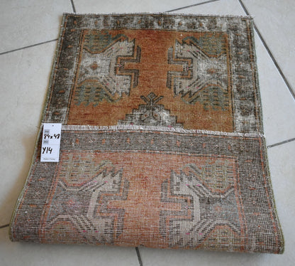 Turkish Runner 2.7x1.5 ft Runner Vintage Oushak Runner Small Faded Runner Y14