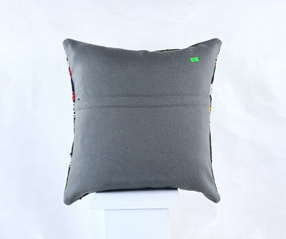 18"x18" Kilim Pillow Cover  Handmade Turkish Vintage Cushion Tribal Lumbar 1838
