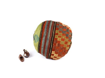 Kilim Round Pillow Cover 18" in Tribal Vintage Turkish Carpet Round Cushion 4940