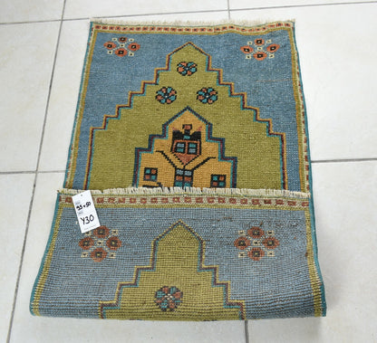 Turkish Runner 3.1x1.6 ft Runner Vintage Oushak Runner Small Faded Runner Y30