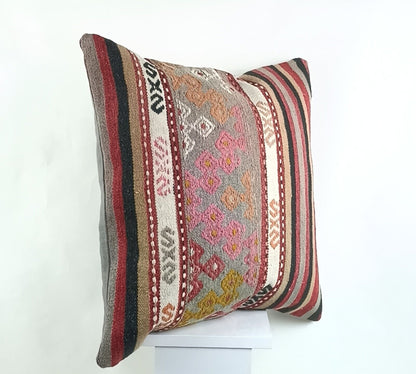 20x20 Kilim Pillow Cover Handmade Vintage Oushak Kilim Cushion Cover 2558