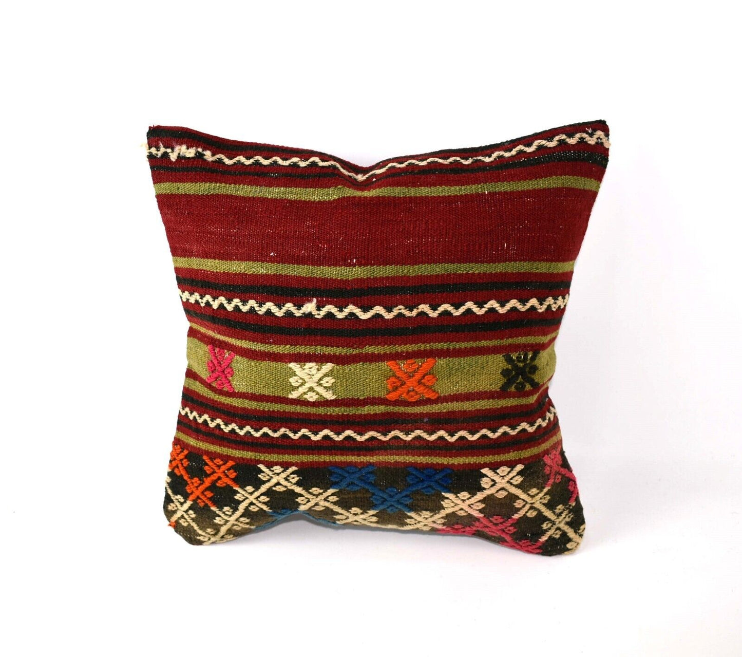 14"x14" Kilim Pillow Cover Handmade Turkish Tribal Ethnic Boho Rug Cushion 4268