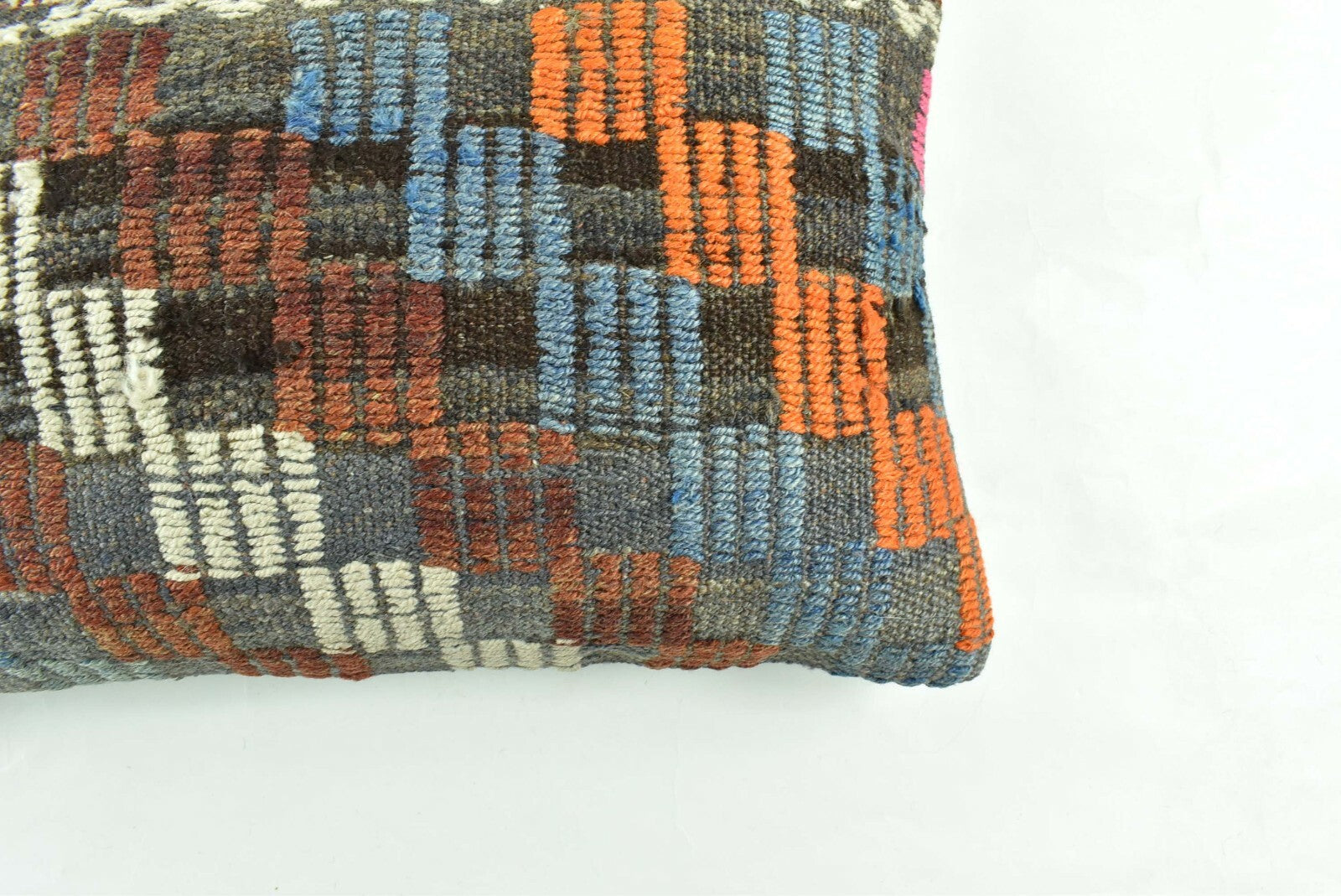 Kilim Pillow Cover 12x20 Turkish Handmade Vintage Couch Lumbar Cushion  A1830