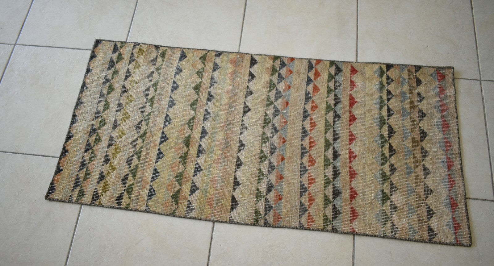 Small Turkish Runner 4.2x2 ft Vintage Runner Hallway Runner Handwoven Rug R16