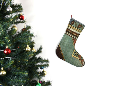 Kilim Christmas Stocking Vintage Rug Stocking Ethnic Decorative Xmas Socks S564