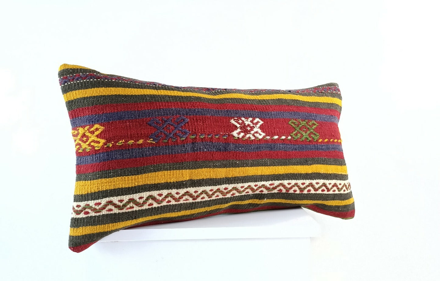 Kilim Pillow Cover 12x24 Handmade Turkish Traditional Oushak Lumbar Cushion E932