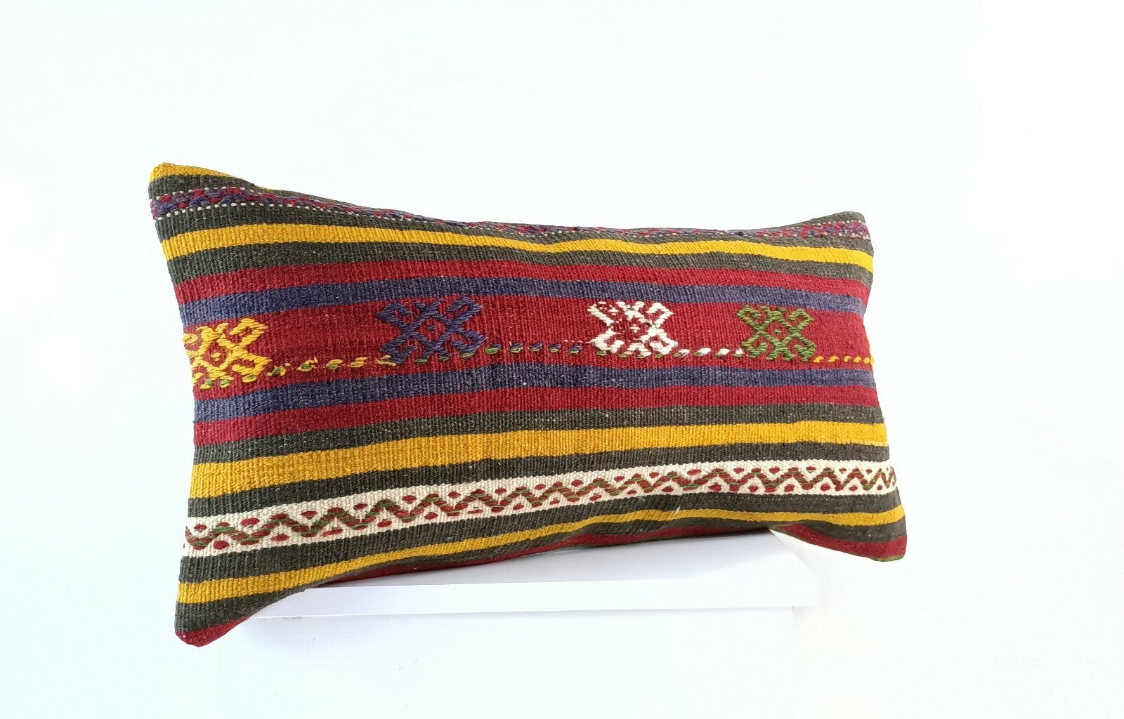 Kilim Pillow Cover 12x24 Handmade Turkish Traditional Oushak Lumbar Cushion E932