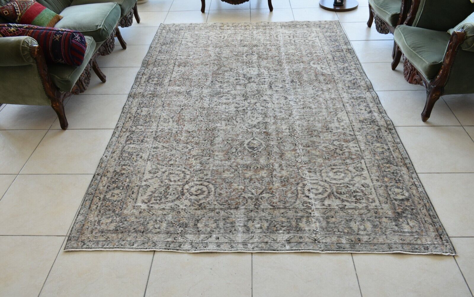 Large Turkish Rug 8.7x5.5 ft Vintage Rug Faded Oushak Rug Living Room Carpet B19