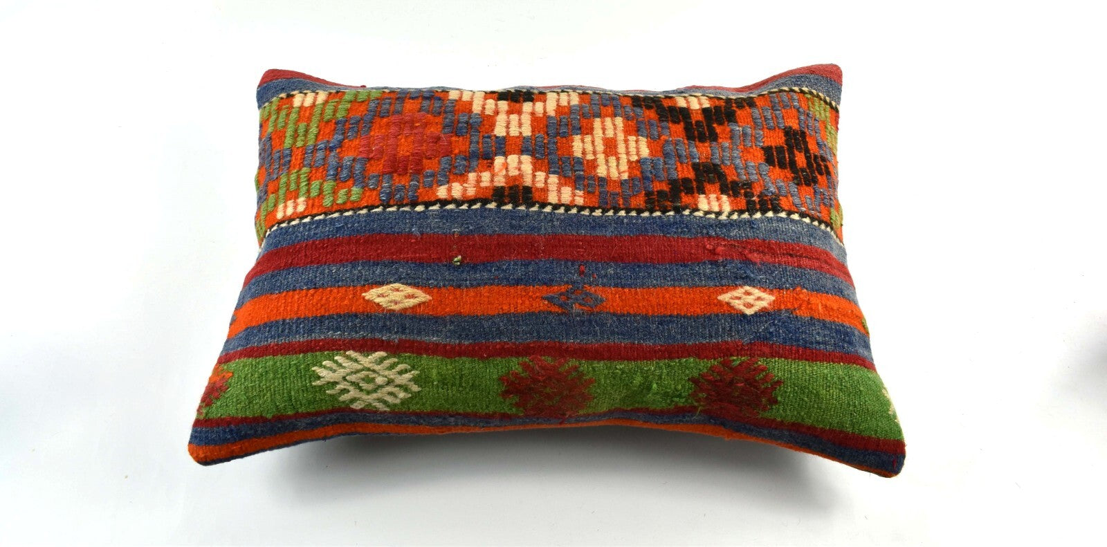 Kilim Pillow Cover 16x24 Tribal Vintage Turkish Carpet Lumbar Pillow Cover 3431
