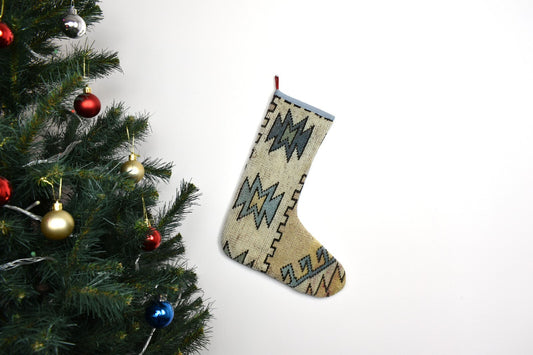 Kilim Christmas Stocking Vintage Rug Stocking Ethnic Decorative Xmas Socks S976