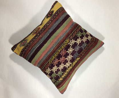 18"x18" Kilim Pillow Cover  Handmade Turkish Vintage Cushion Tribal Lumbar 679