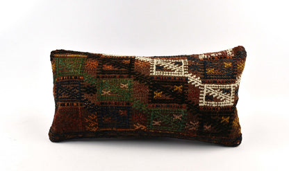 10x20 Kilim Lumbar Pillow Cover Vintage Ethnic Oushak Kilim Pillow Cover 4856