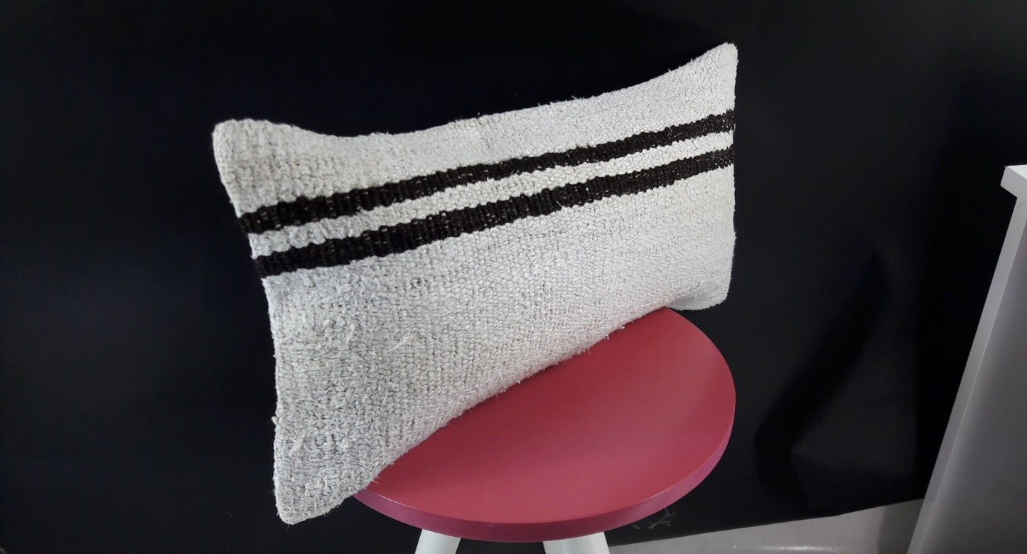 10x20 Kilim Lumbar Pillow Cover Vintage Ethnic Oushak Kilim Pillow Cover E1137