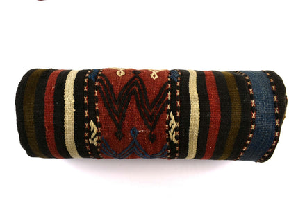 Kilim Bolster Pillow Cover 8x20 in Tribal Vintage Turkish Carpet Bolster Cushion