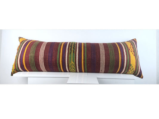 Extra Large Kilim Pillow Cover 16x48 Handmade Ethnic Boho Oriental Lumbar A1571