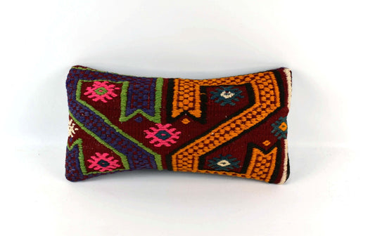 Turkish Cushion Cover 8"x16" Handmade Vintage Boho Ethnic Throw Pillow Case 4452