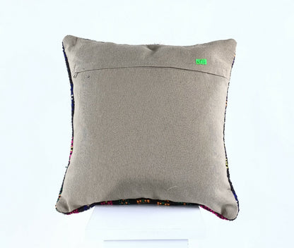  Turkish Kilim Pillow Cover 16x16 Home Decorative Wool Oushak Rug Cushion A534