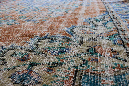 Large Turkish Rug 9.7x5.9 ft Vintage Rug Faded Oushak Rug Living Room Carpet B26
