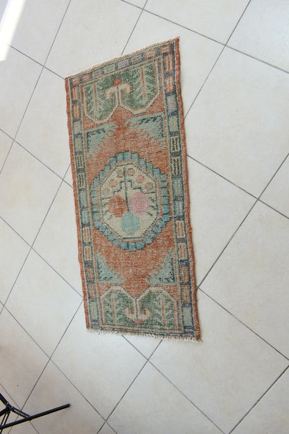 Small Turkish Runner 4x1.9 ft Vintage Runner Hallway Runner Handwoven Rug R38