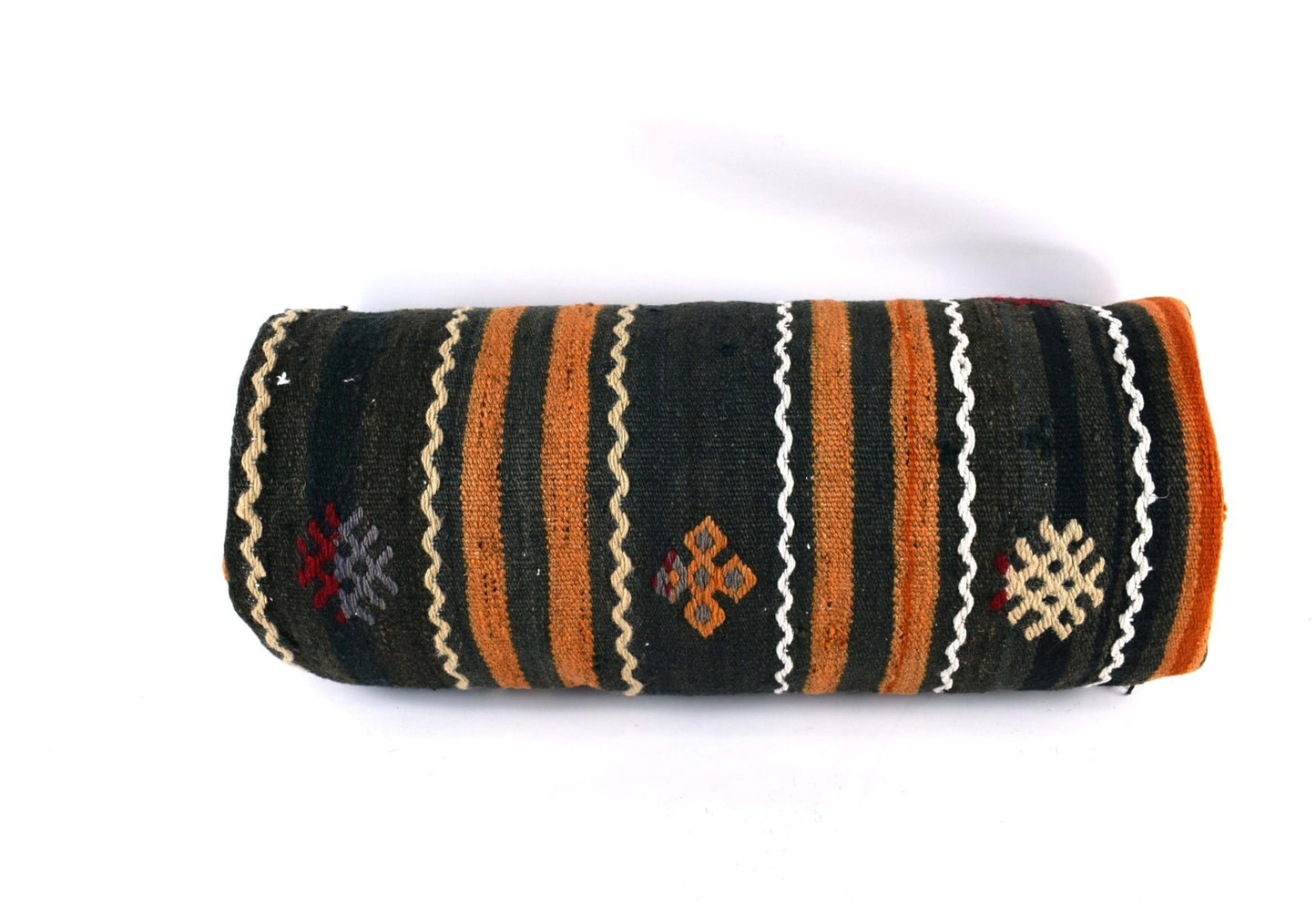 Kilim Bolster Pillow Cover 8x20 in Tribal Vintage Turkish Carpet Bolster Cushion