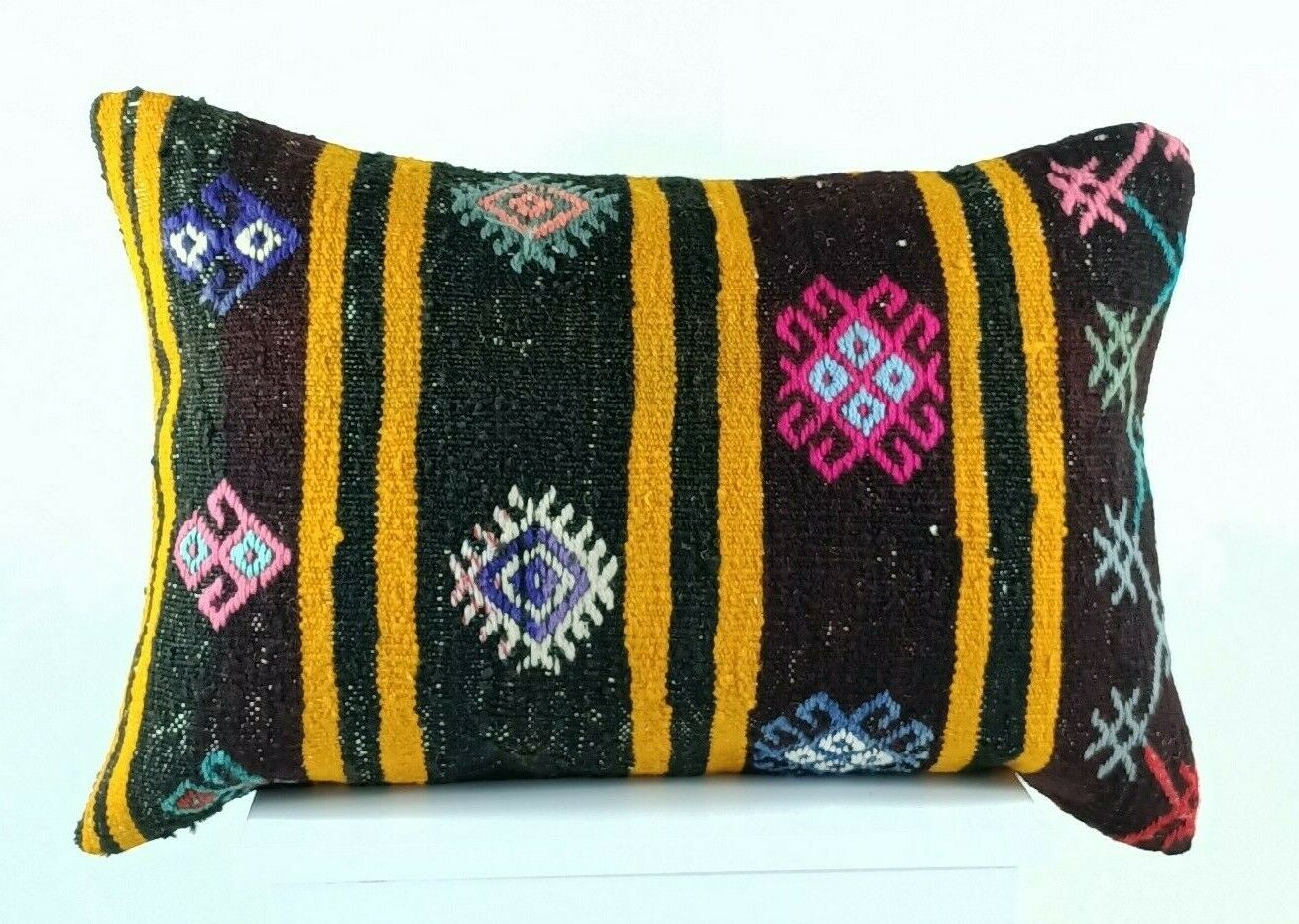 Kilim Pillow Cover 16x24 Ethnic Oushak Rug Boho Tribal Ottoman Cushion E1232