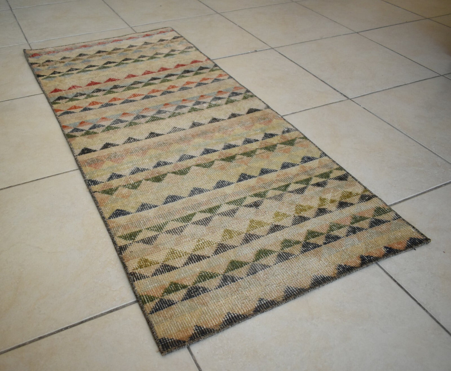 Small Turkish Runner 4.2x2 ft Vintage Runner Hallway Runner Handwoven Rug R16