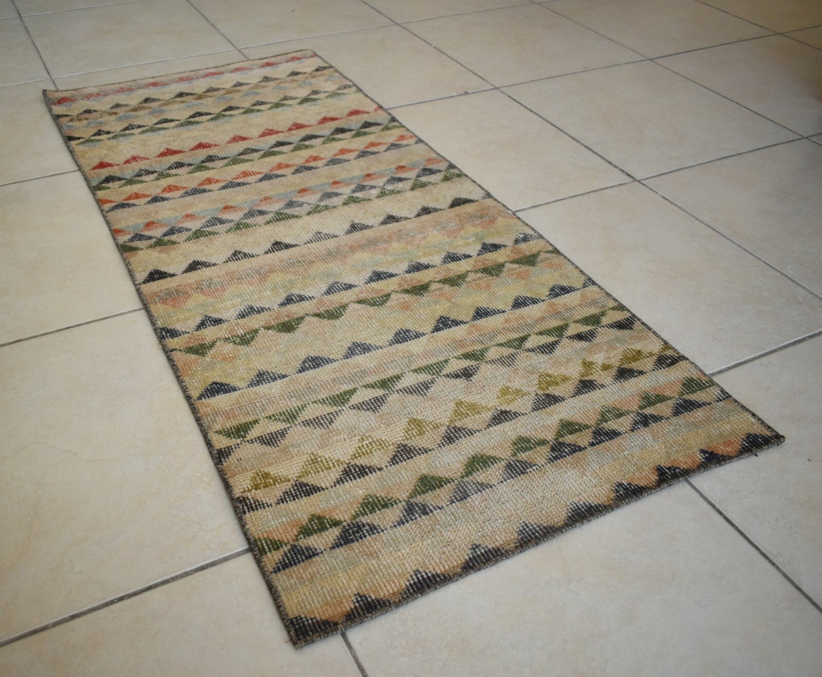 Small Turkish Runner 4.2x2 ft Vintage Runner Hallway Runner Handwoven Rug R16