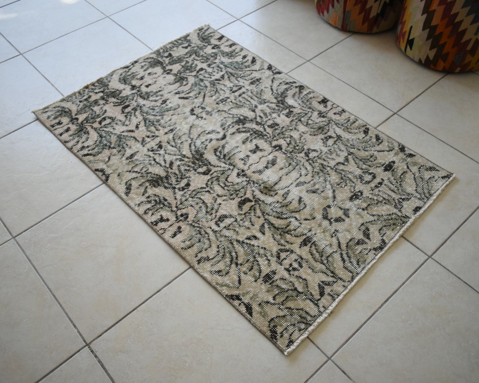 Small Turkish Runner 4x2.6 ft Vintage Runner Hallway Runner Handwoven Runner R12